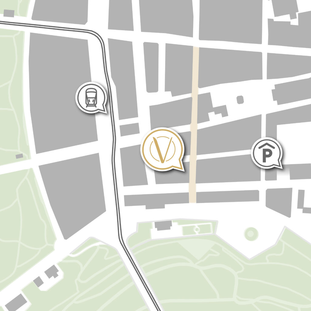 An areal map of the city of luxembourg with the location of the pop-up-store marked.
